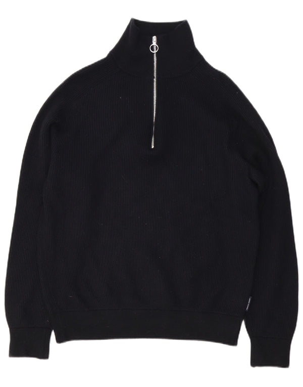 Suéter masculino Armani Exchange com zíper e gola alta de algodão preto