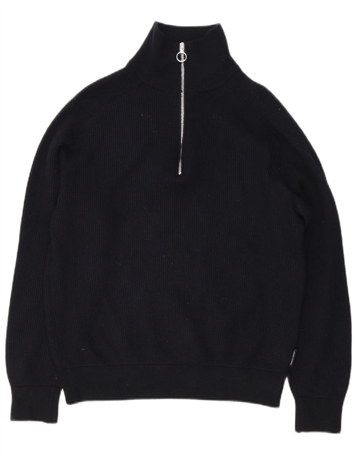 Suéter masculino Armani Exchange com zíper e gola alta de algodão preto