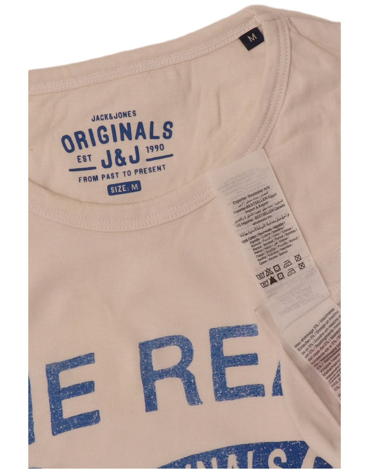 Camiseta gráfica masculina Jack & Jones Top médio algodão branco