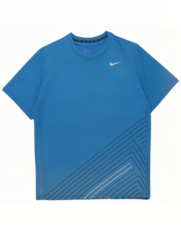 Camiseta masculina Nike Dri Fit Top 2XL poliéster geométrico azul