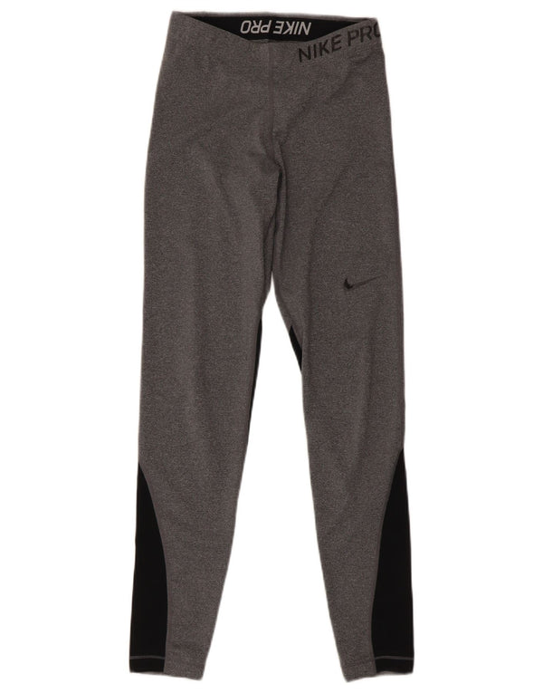 Leggings Nike Femininas UK 8 Pequenas Cinza Colorblock Esportes