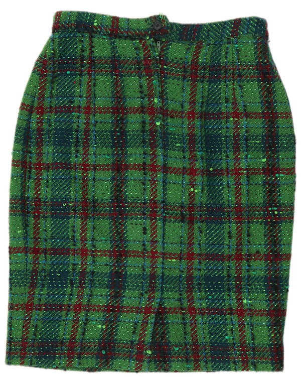 Saia lápis feminina vintage IT 44 médio W28 xadrez verde