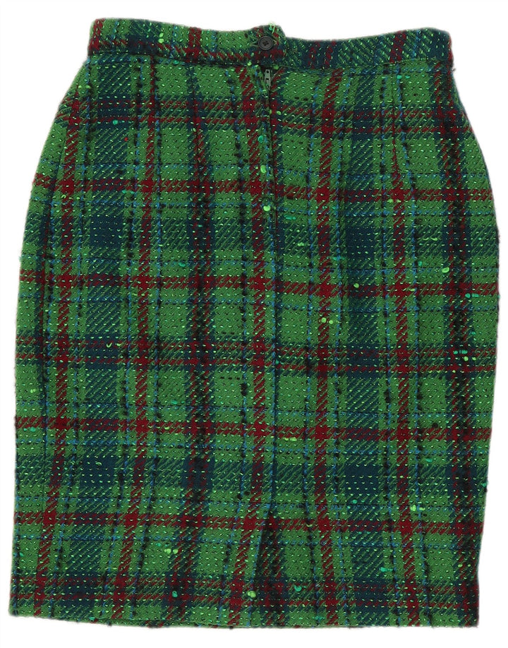 Saia lápis feminina vintage IT 44 médio W28 xadrez verde