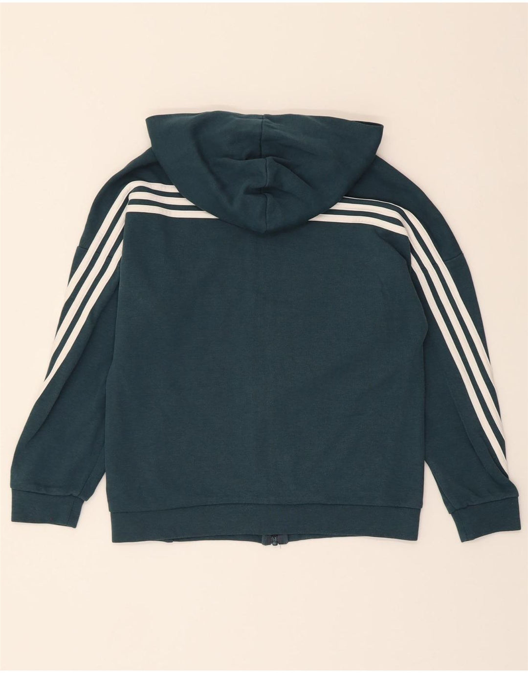 ADIDAS Girls Zip Hoodie Sweater 11-12 Years Green Cotton Vintage Adidas and Second-Hand Adidas from Messina Hembry 