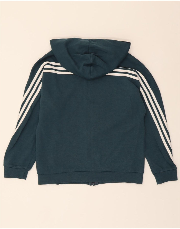 ADIDAS Girls Zip Hoodie Sweater 11-12 Years Green Cotton Vintage Adidas and Second-Hand Adidas from Messina Hembry 