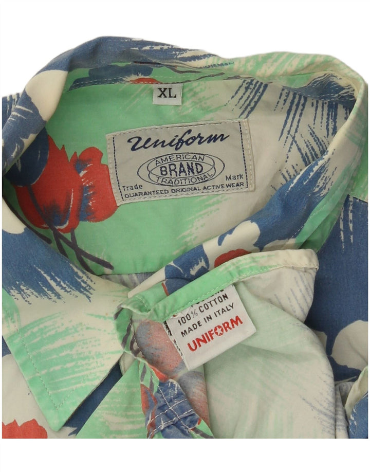 Camisa masculina UNIFORM manga curta XL algodão floral verde