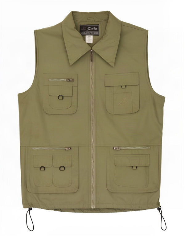 Jintao Mens Utility Gilet UK 44 2XL Algodão Cáqui