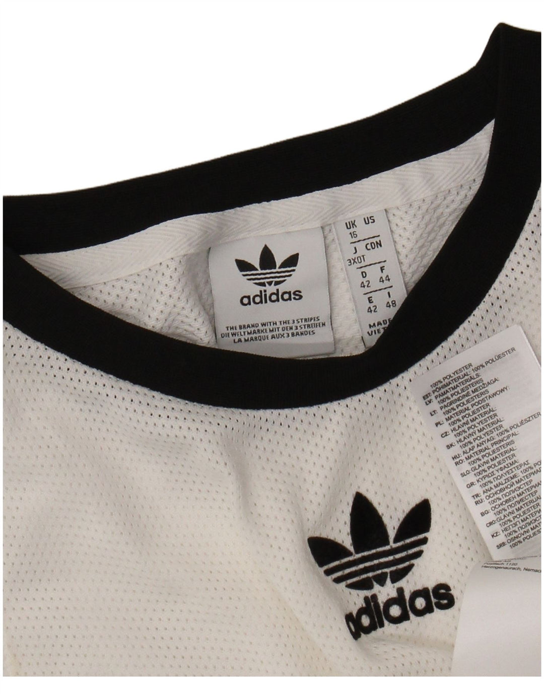 ADIDAS Womens Crop Vest Top UK 16 Grande Poliéster Branco