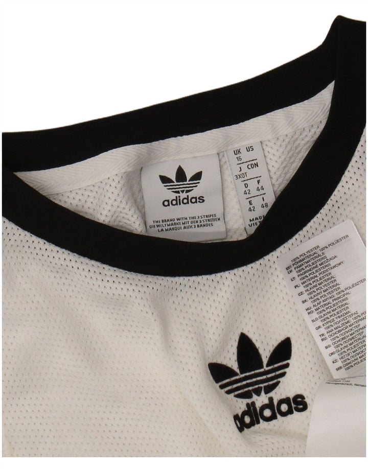 ADIDAS Womens Crop Vest Top UK 16 Grande Poliéster Branco