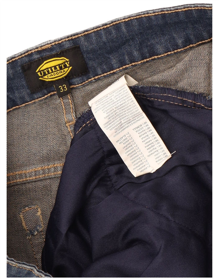 Shorts jeans cargo masculino DIADORA W33 algodão azul médio