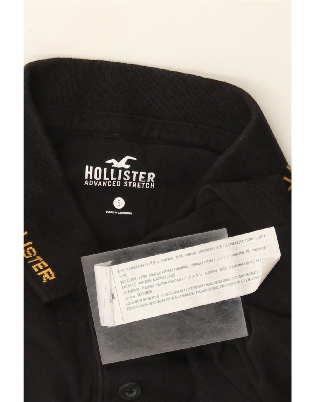 Camisa polo masculina Hollister pequena de algodão preto