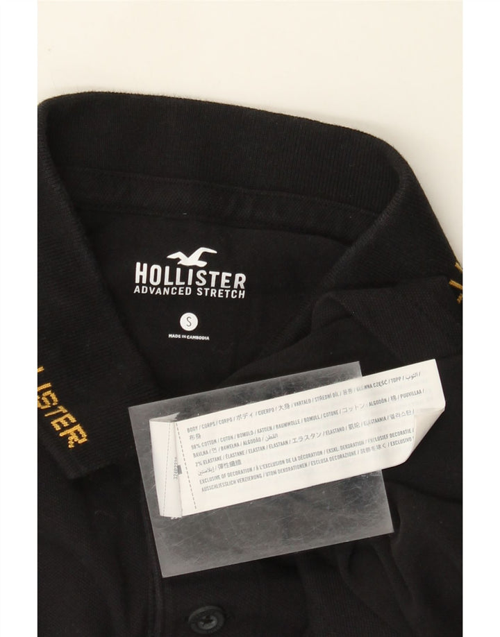 Camisa polo masculina Hollister pequena de algodão preto