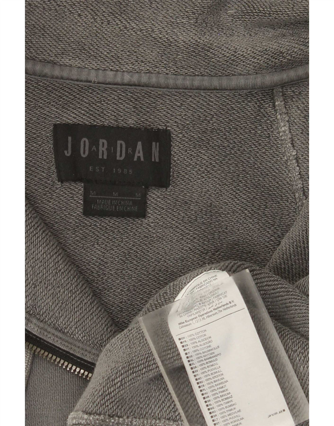 Suéter Jordan masculino com zíper e gola em algodão cinza médio