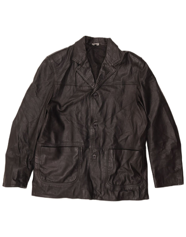 Jaqueta de couro masculina VINTAGE UK 42 XL couro preto