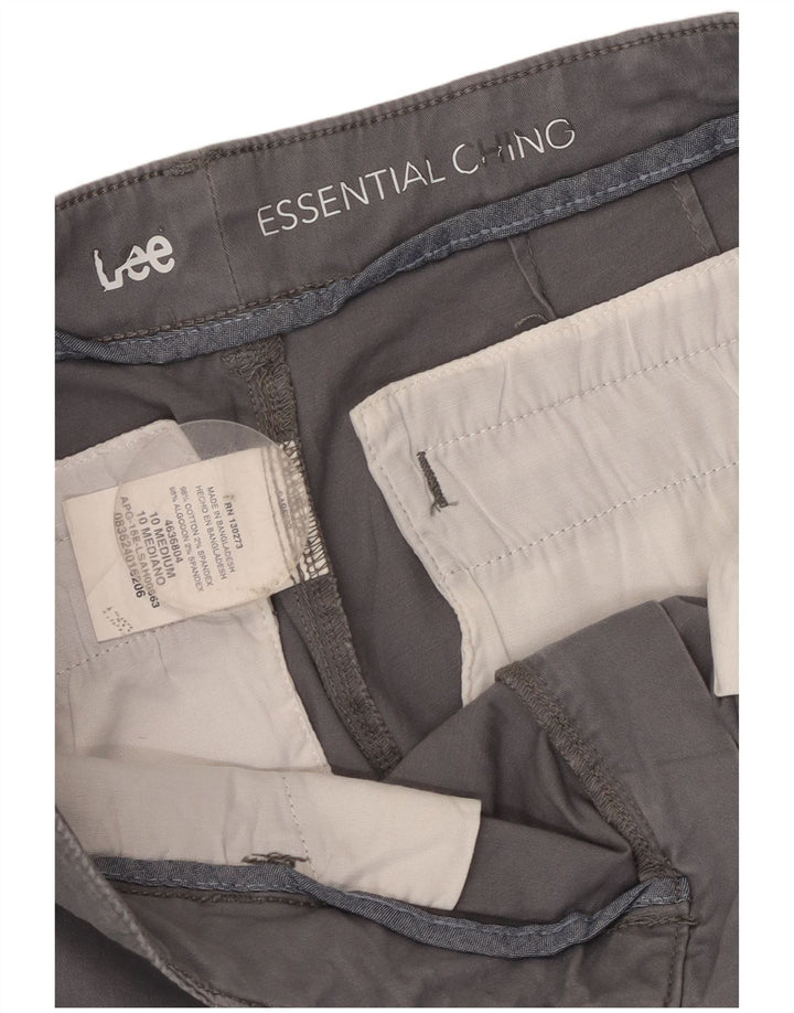 Calça chino reta feminina Lee US 10 grande W34 L30 algodão cinza