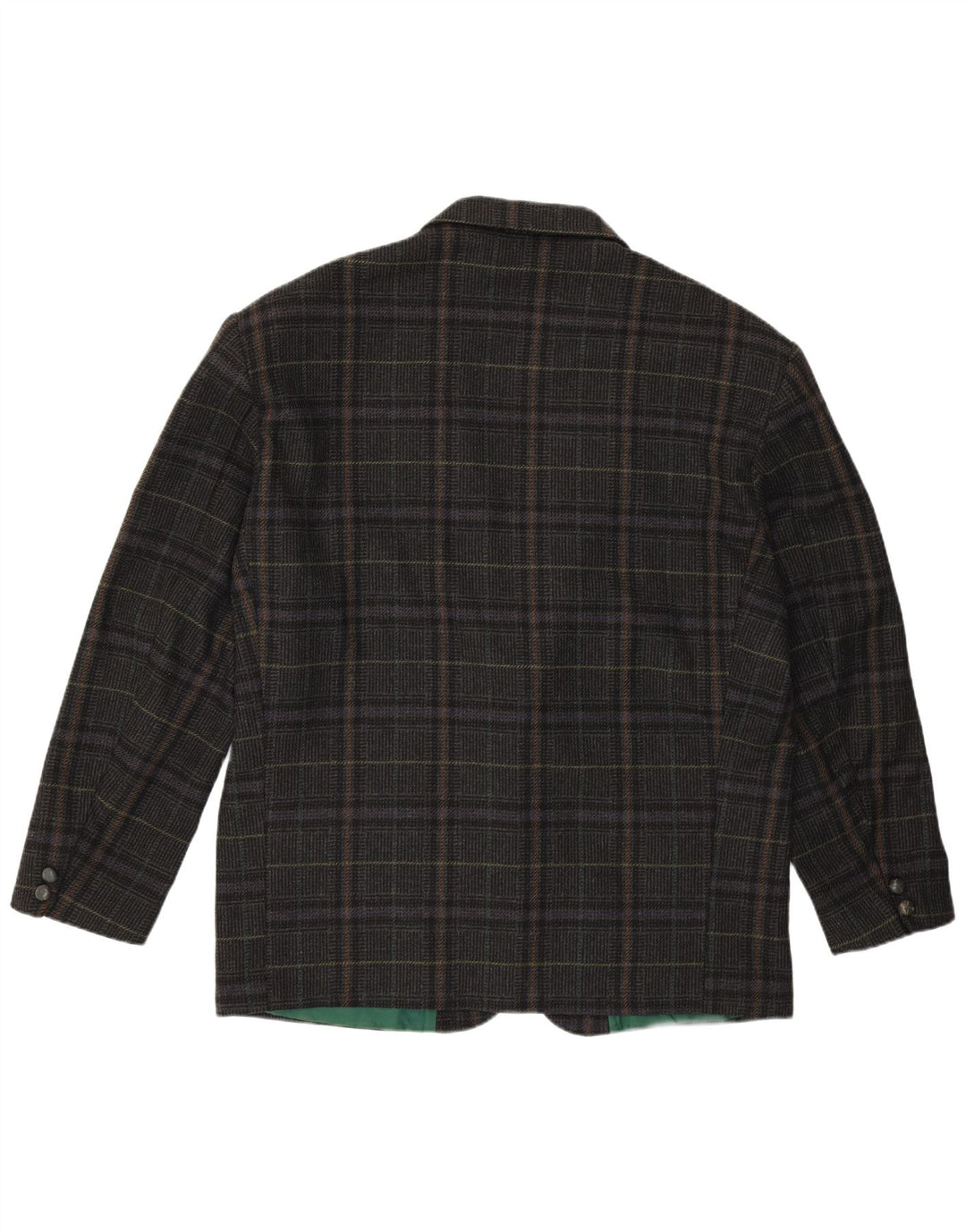 Jaqueta blazer masculina VINTAGE com 2 botões IT 54 2XL lã xadrez cinza