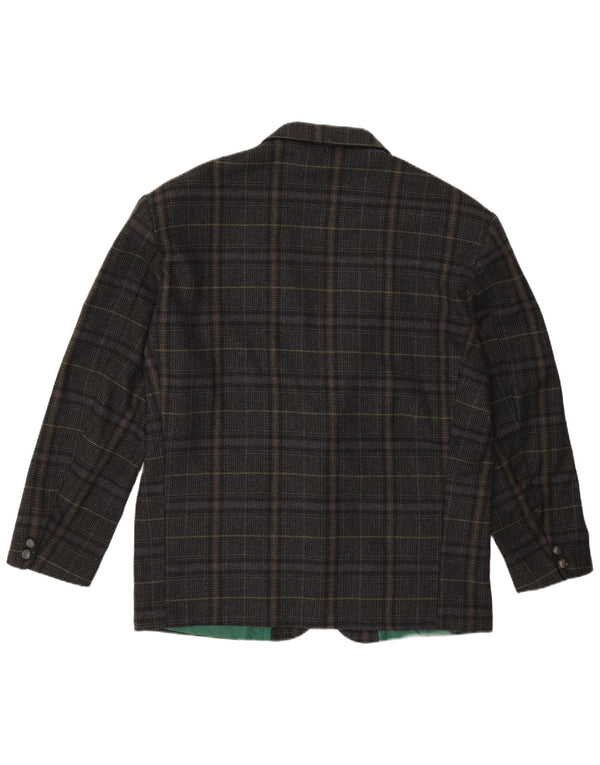 Jaqueta blazer masculina VINTAGE com 2 botões IT 54 2XL lã xadrez cinza