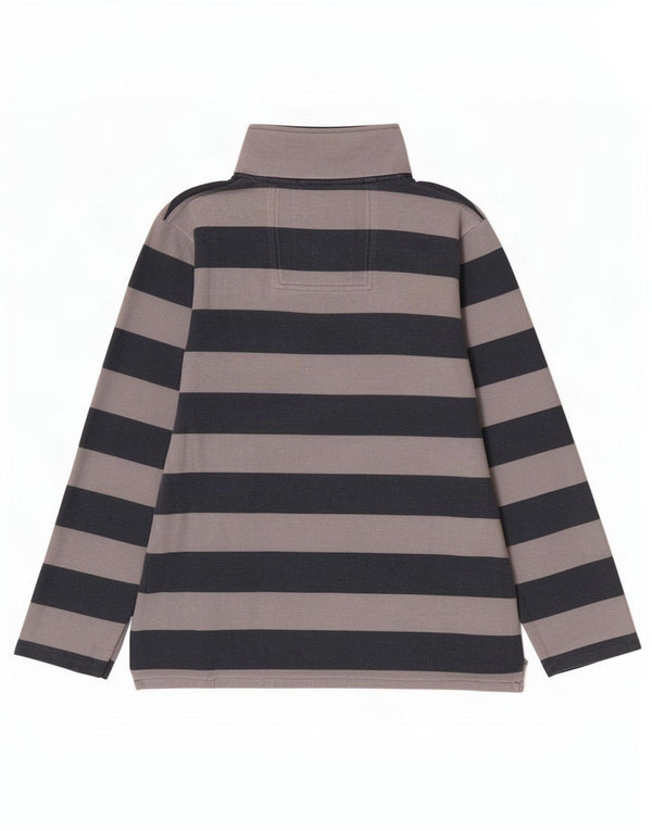 Crew Clothing Mens moletom com zíper e pescoço listrado cinza médio