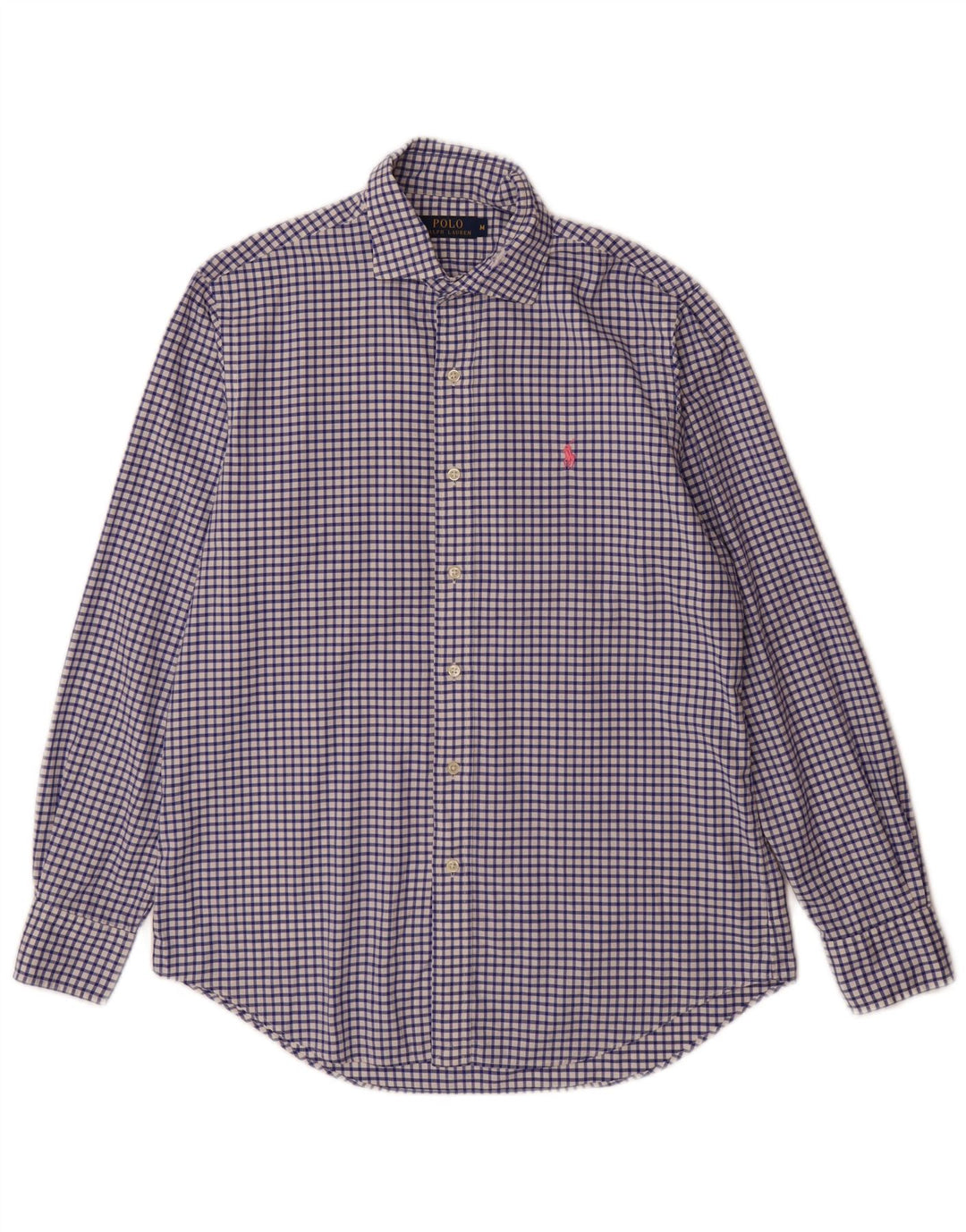 Polo Ralph Lauren Camisa masculina de algodão guingão azul médio