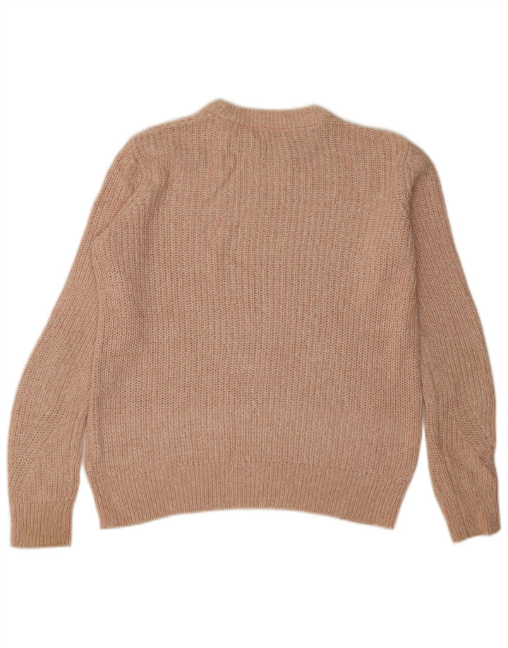 Suéter feminino Marks & Spencer com gola redonda Reino Unido 10 pequeno laranja manchado