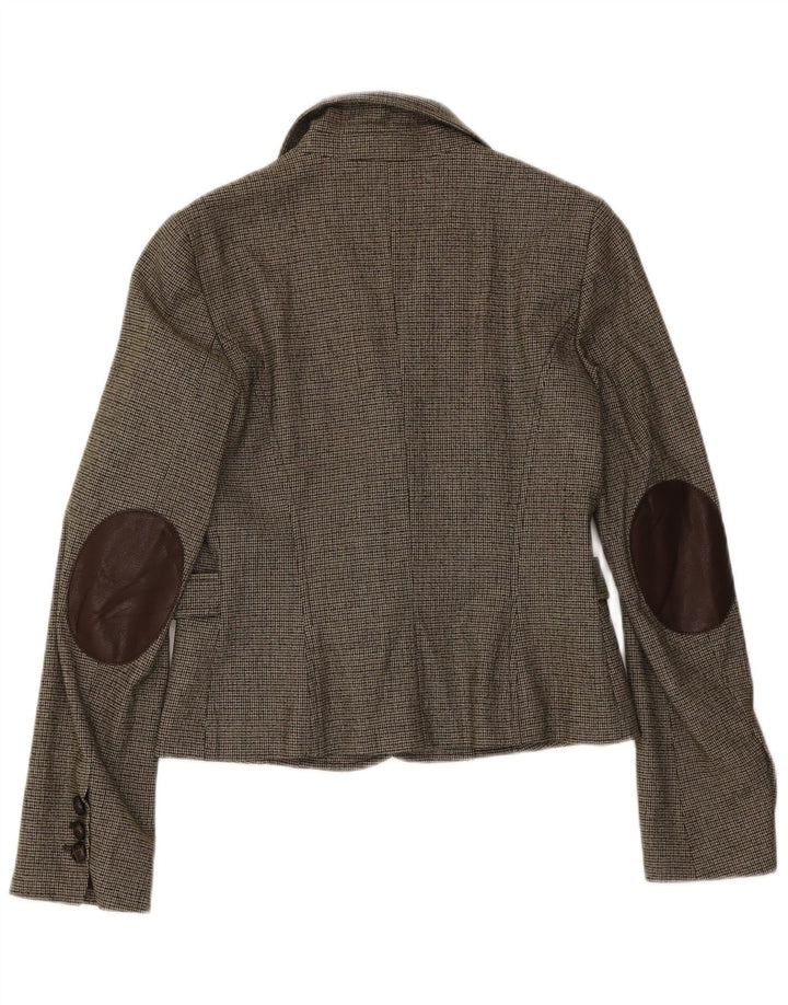 Benetton feminino 2 peças terno IT 44 médio W32 L31 verde houndstooth