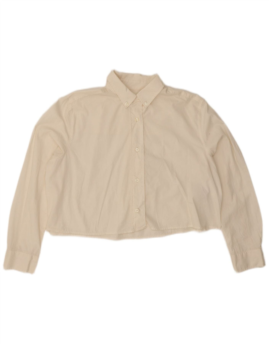 Camisa feminina oversized Benetton Reino Unido 14 algodão bege médio