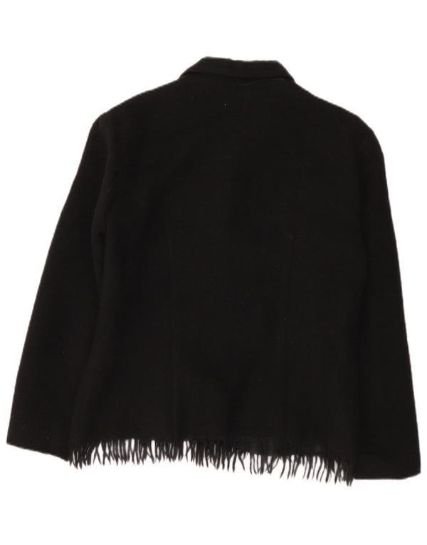 Jaqueta blazer feminina vintage de 4 botões Reino Unido 12 lã preta média