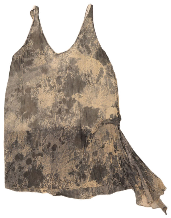 Túnica feminina assimétrica sem mangas Zara UK 12 cinza médio tie-dye