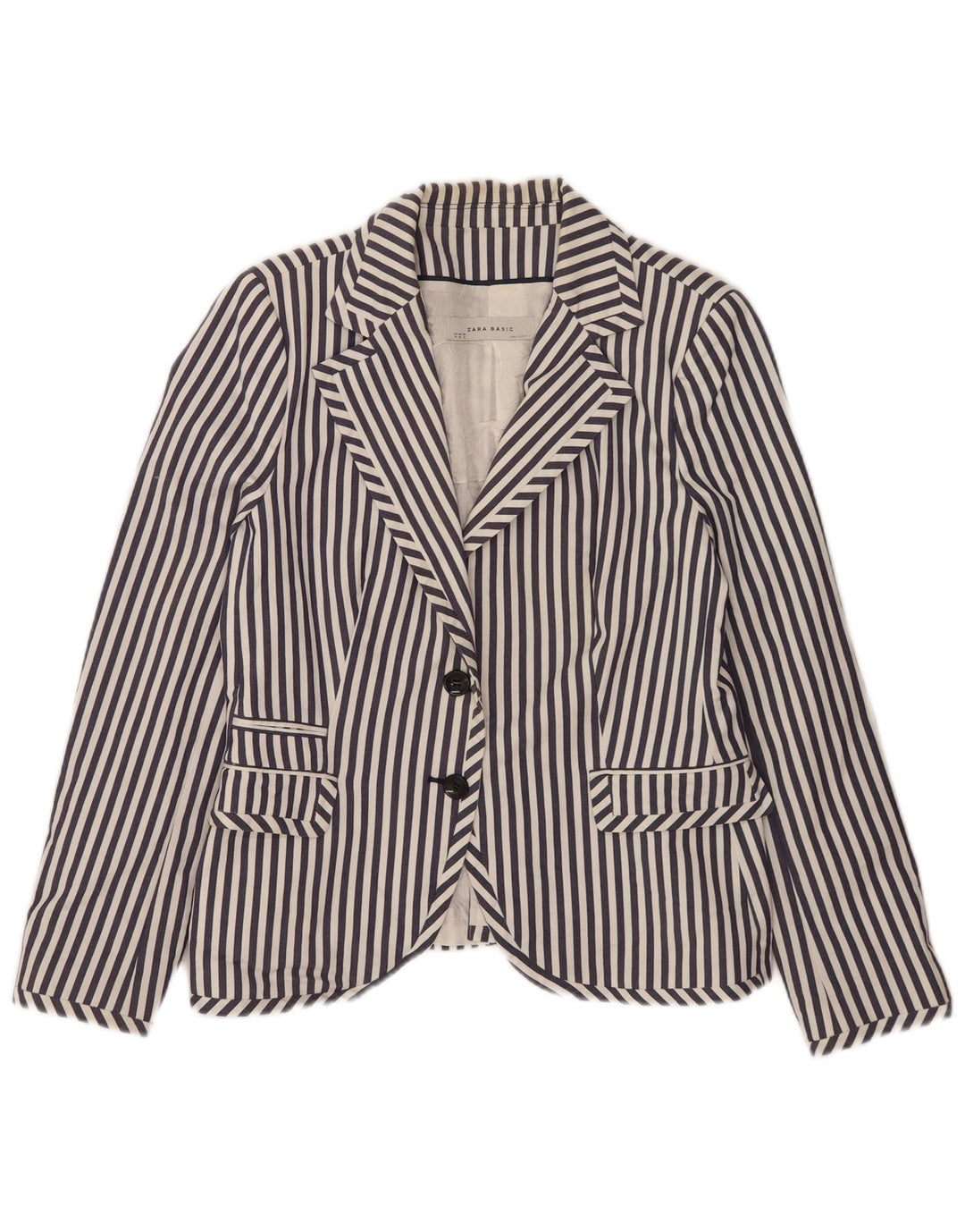 Jaqueta blazer feminina Zara com 2 botões UK 18 XL azul marinho listrado