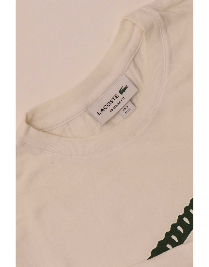 Camiseta masculina Lacoste Regular Fit gráfica tamanho superior 3 pequeno branco