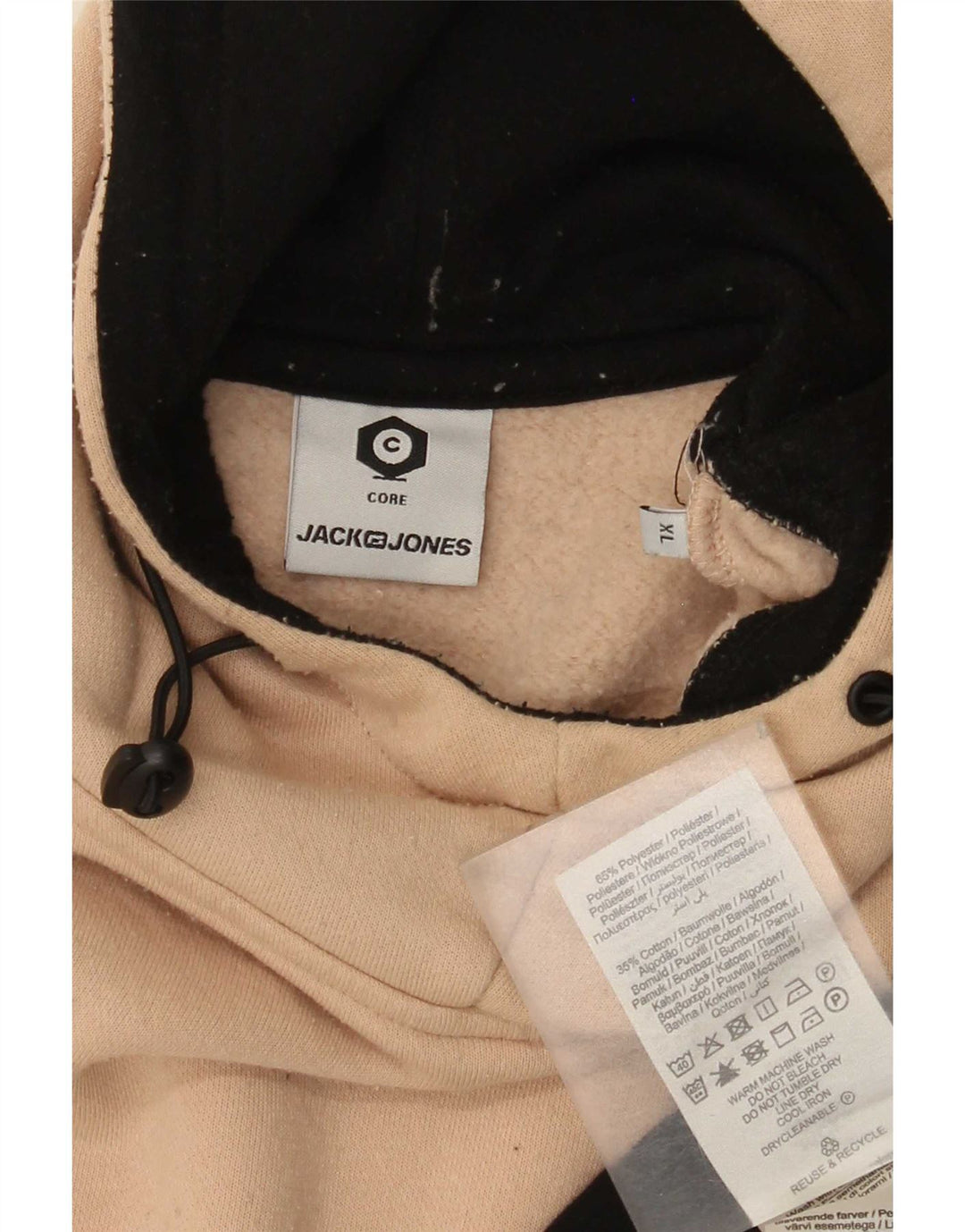 Jack & Jones moletom com capuz masculino XL bege colorblock poliéster