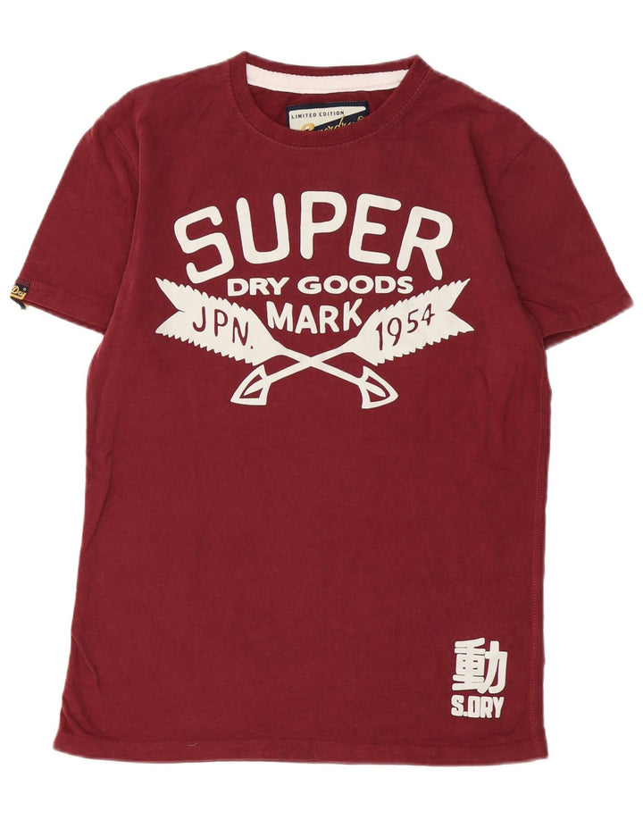 SUPERDRY Camiseta masculina clássica de ajuste gráfico top pequeno algodão borgonha