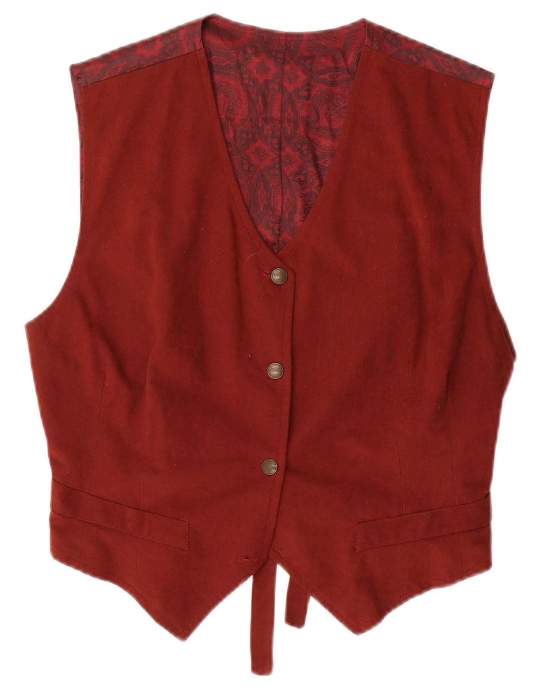 Colete feminino vintage UK 12 poliéster médio Borgonha
