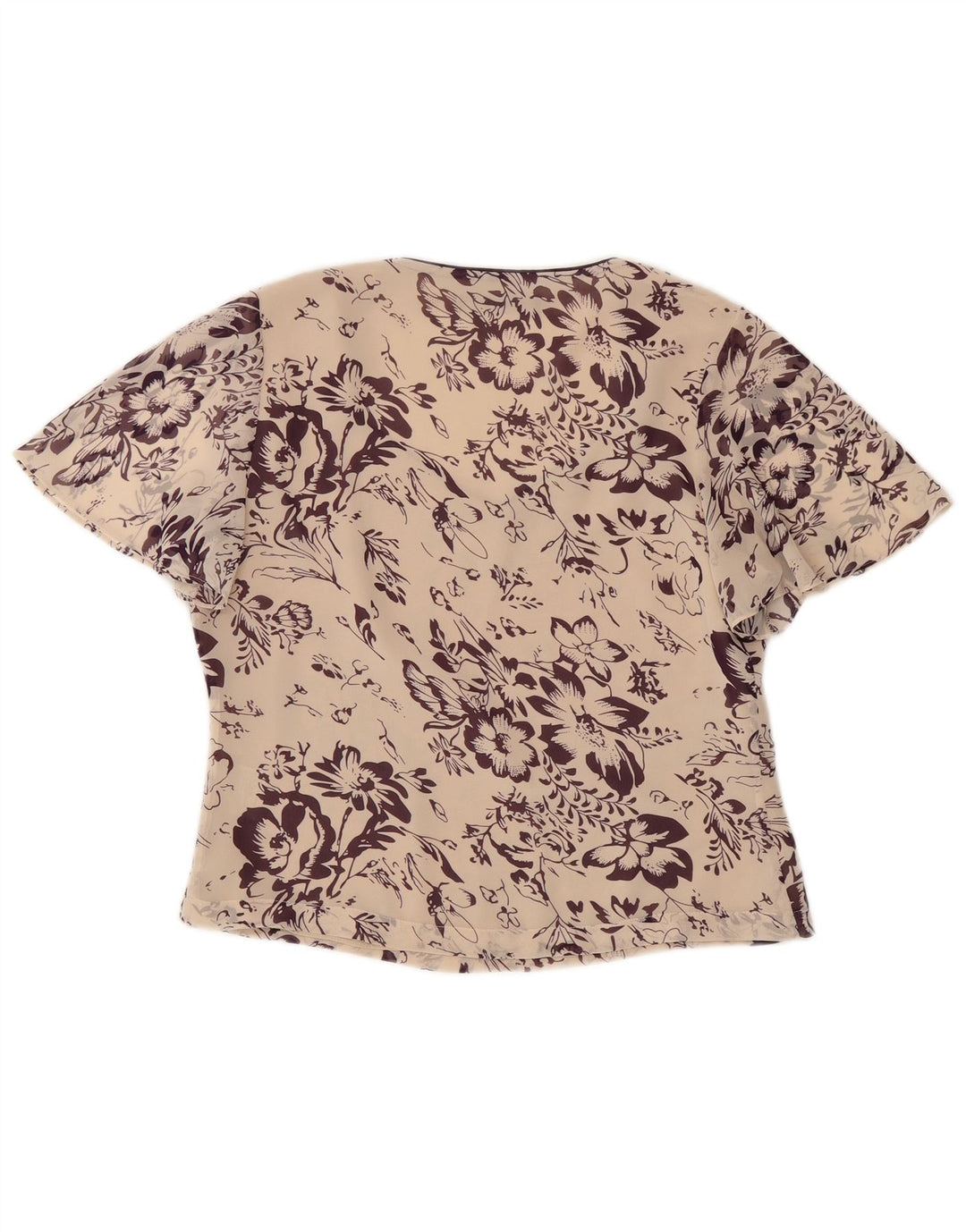 Blusa Crop Feminina Jacques Vert UK 10 Pequena Off White Floral Poliéster