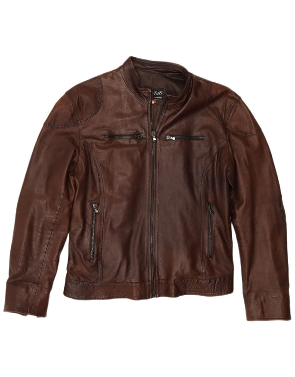 Jaqueta feminina de couro para motociclista Lavorazione Artigiana IT 52 2XL couro marrom