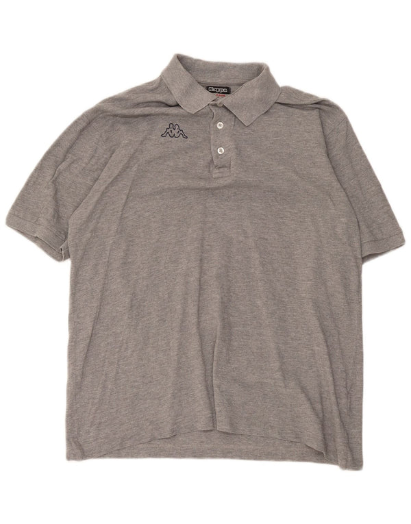 Camisa polo masculina Kappa XL cinza manchado de algodão