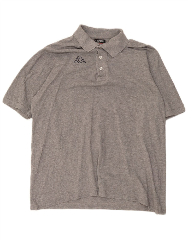 Camisa polo masculina Kappa XL cinza manchado de algodão