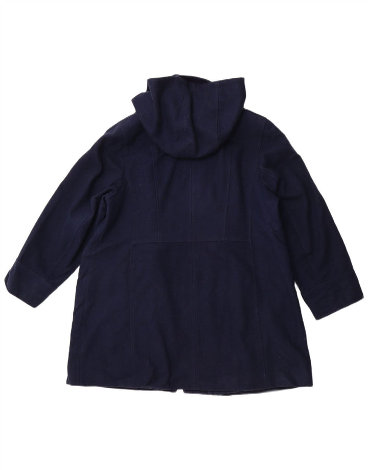 Sobretudo feminino MICHAEL KORS com capuz Reino Unido 18 XL lã azul marinho