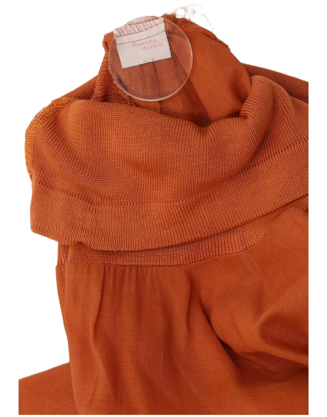 Vestido feminino vintage sem alças UK 12 lã laranja médio