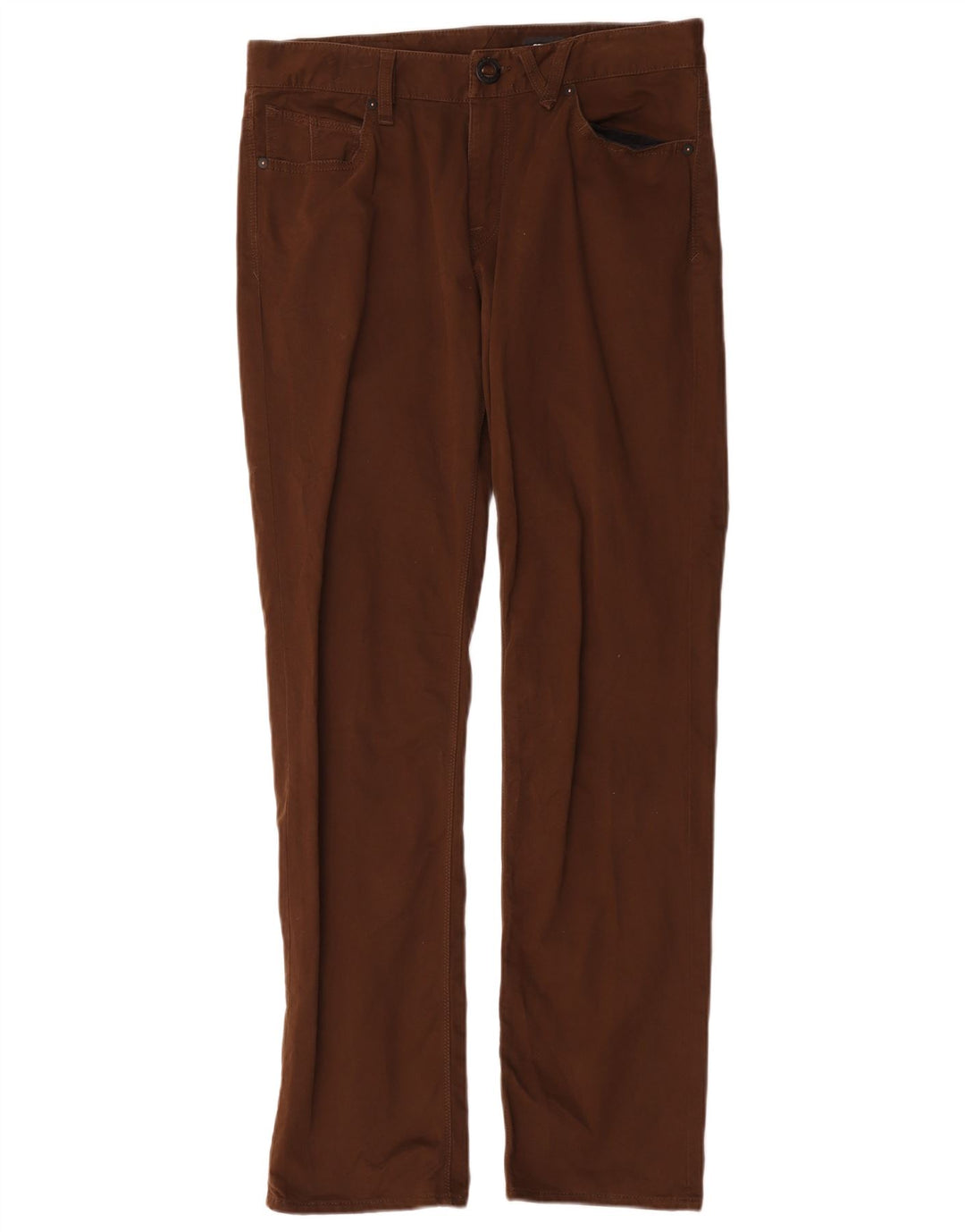 Volcom Masculino Solver Calça Casual Reta W30 L31 Algodão Marrom