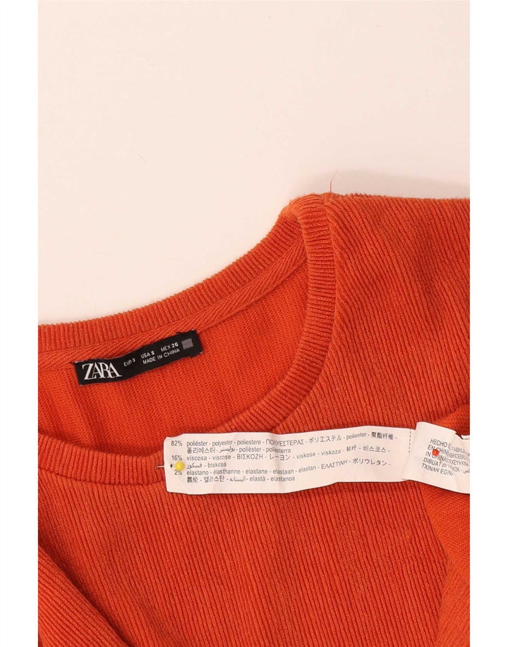 Blusa oversized feminina Zara UK 10 pequena laranja poliéster