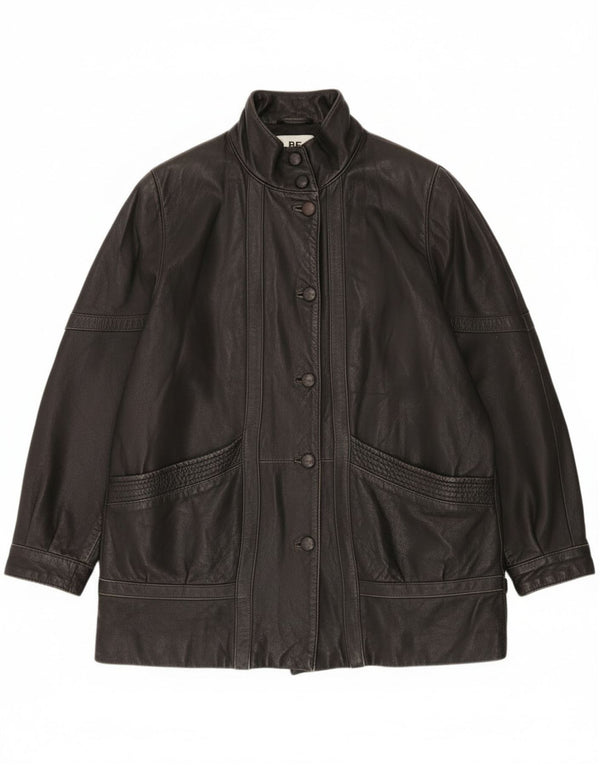 Jaqueta de couro superdimensionada feminina vintage EU 46 XL couro preto