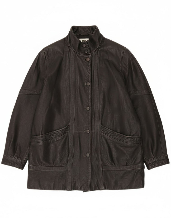 Jaqueta de couro superdimensionada feminina vintage EU 46 XL couro preto