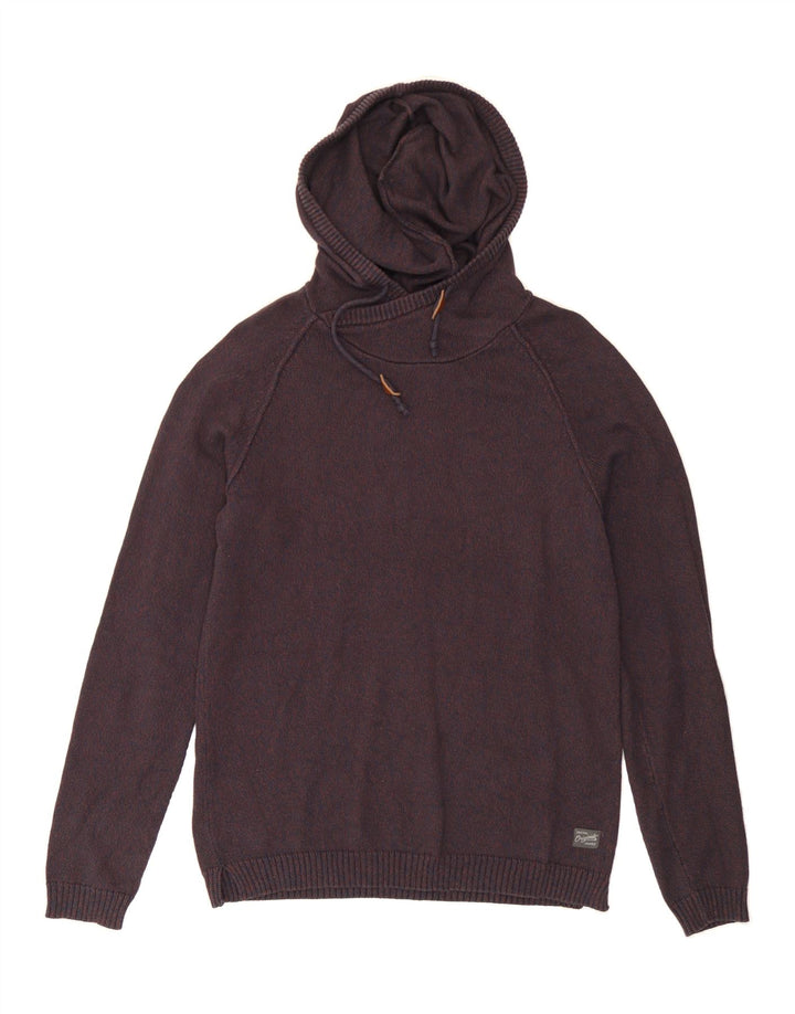 JACK & JONES Mens Hoodie Jumper Large Maroon Flecked Acrylic Vintage Jack & Jones and Second-Hand Jack & Jones from Messina Hembry 