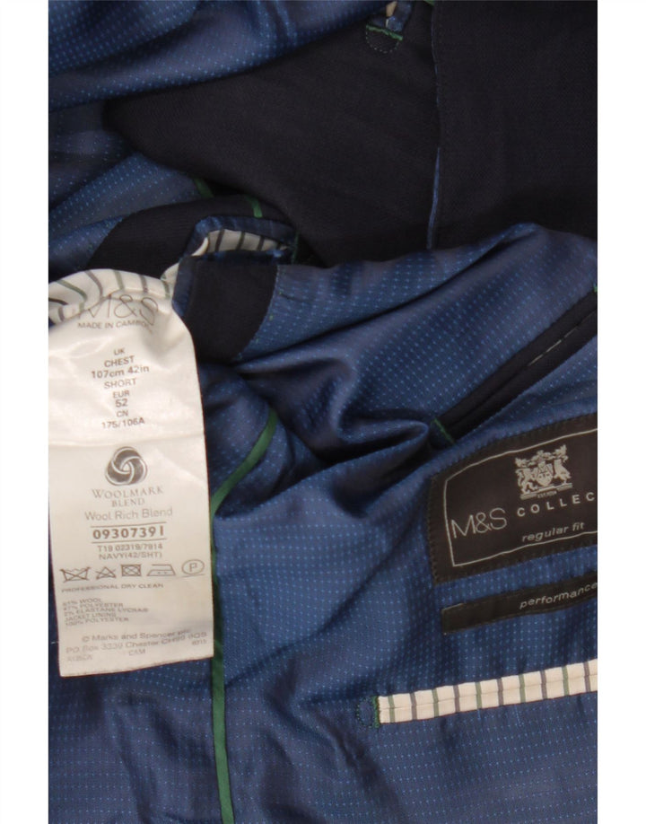 Jaqueta blazer masculina MARKS & SPENCER com 2 botões de ajuste regular Reino Unido 42 XL azul marinho