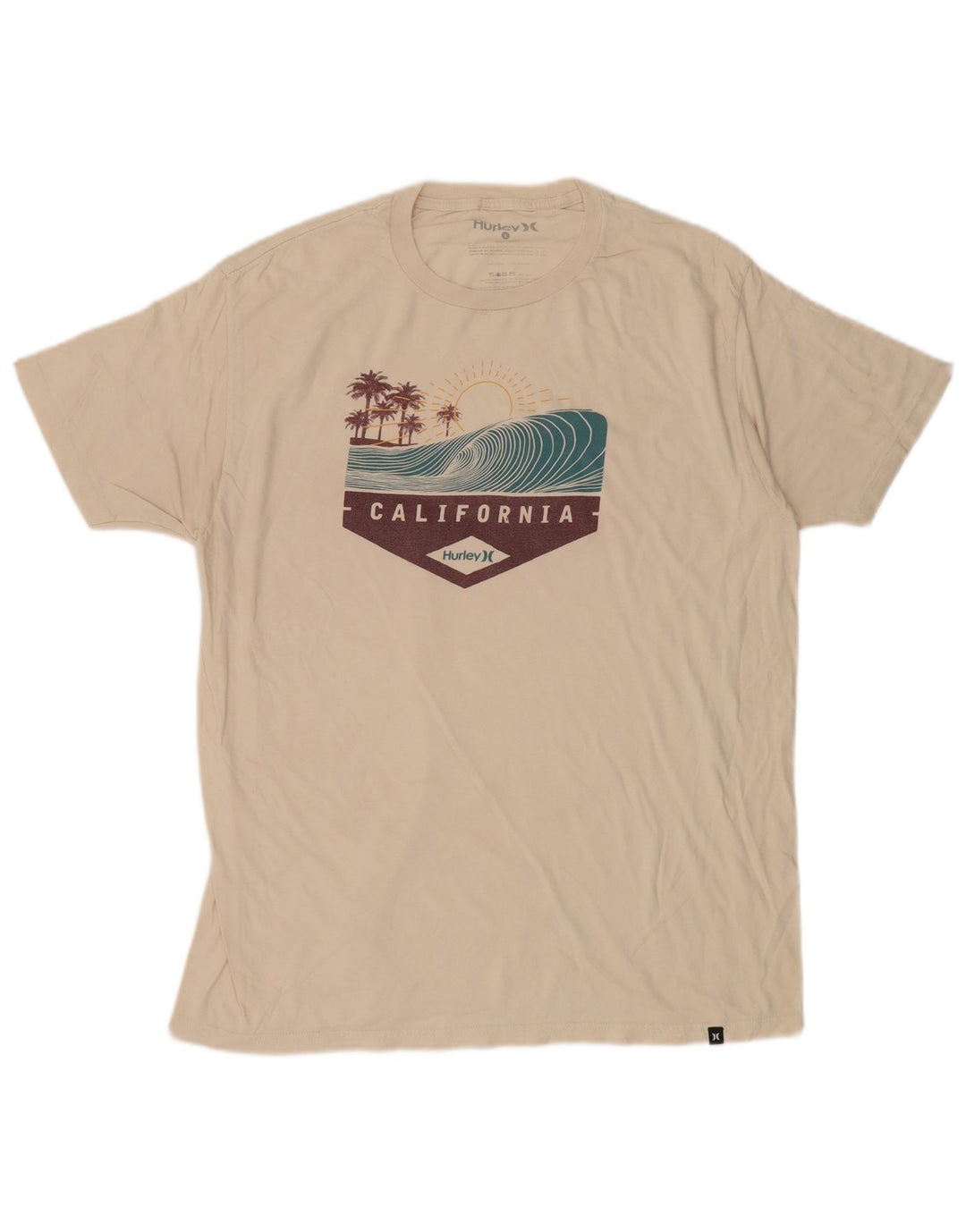 Camiseta masculina Hurley com estampa gráfica grande de algodão branco