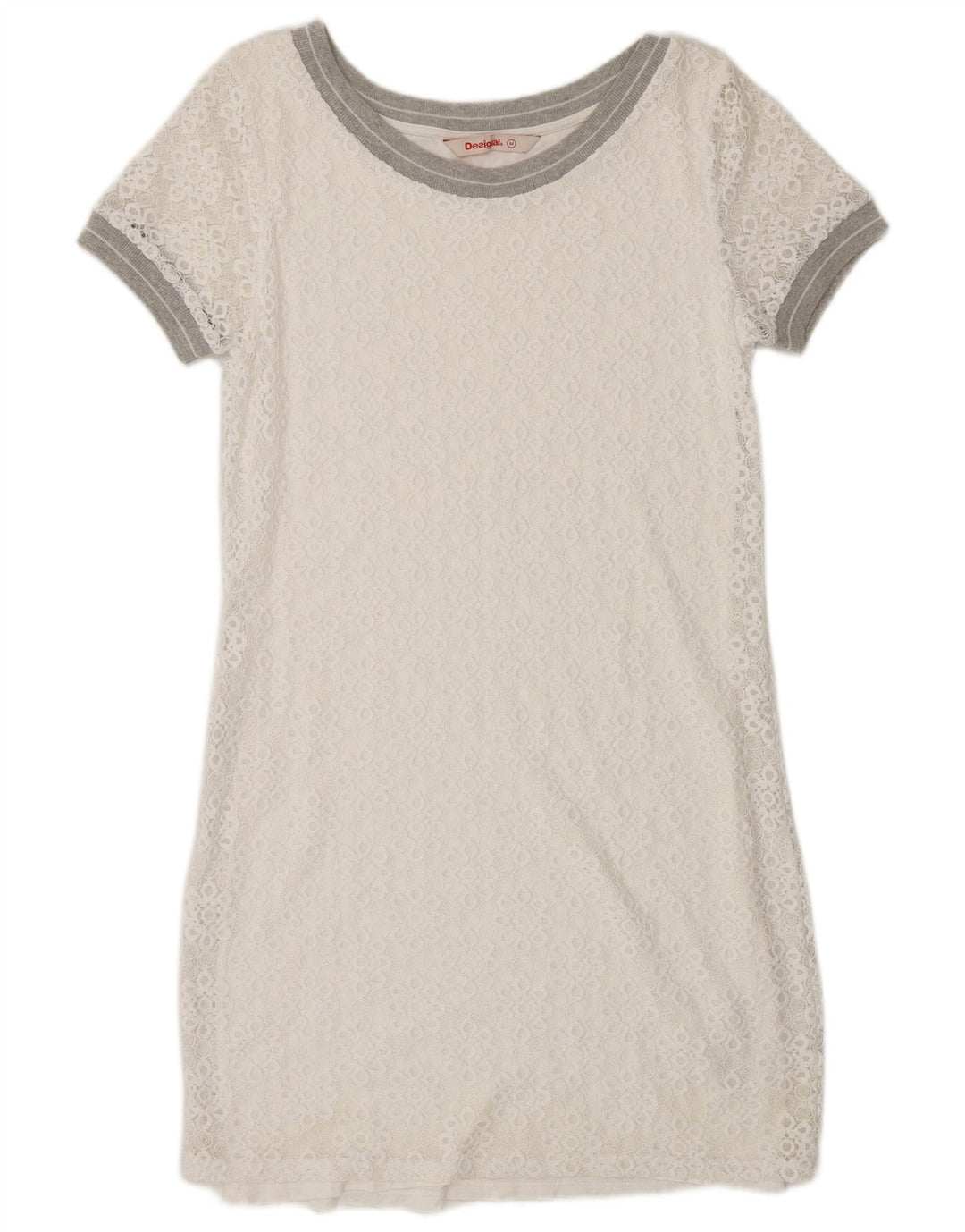 Vestido bainha feminino Desigual UK 14 médio branco floral poliamida