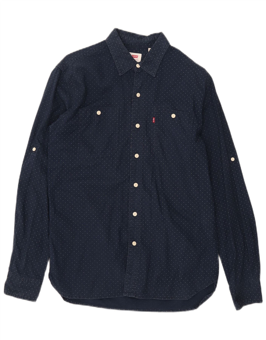 Camisa masculina Levi's de algodão manchado azul marinho médio