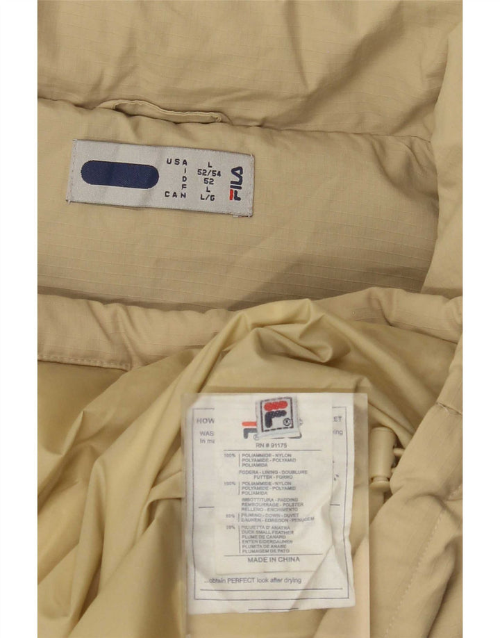 Casaco acolchoado masculino Fila UK 40 grande poliamida bege