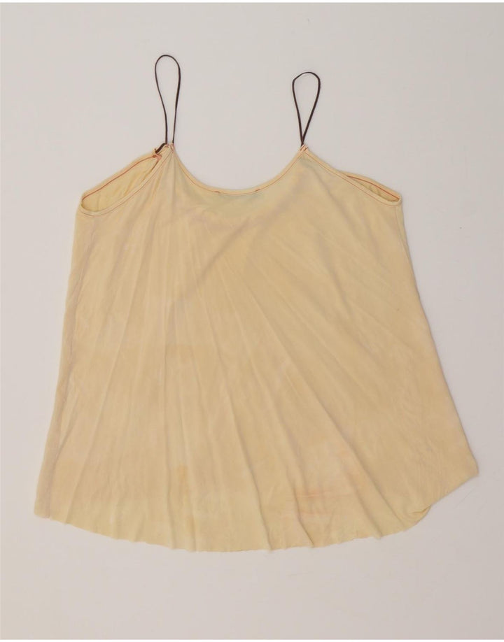 ZARA Womens Crop Cami Top UK 12 Médio Amarelo